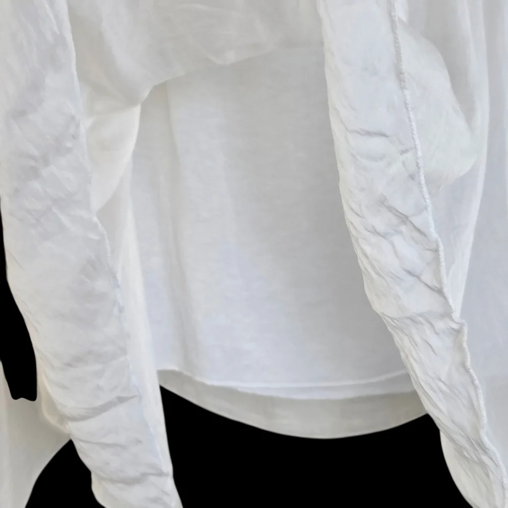 Cobblestone Made in Italy Silk Blouse Top Ethereal Layered Tunic White S - Picture 15 of 16